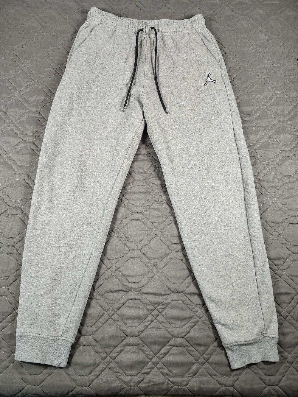 grey Jordan Essentials fleece joggers embroidered Jumpman M